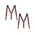 thumbnail image 1 of Buyless Fashion Leather End 2 Pack Suspenders for Men - 48" Elastic Adjustable Straps 1" - Y Back with Metal Hooks - 5139-2-Burgundy, 1 of 7