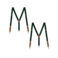 thumbnail image 1 of Buyless Fashion Leather End 2 Pack Suspenders for Men - 48" Elastic Adjustable Straps 1" - Y Back with Metal Hooks - 5139-2-Hunter-Green, 1 of 7