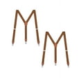 thumbnail image 1 of Buyless Fashion Leather End 2 Pack Suspenders for Men - 48" Elastic Adjustable Straps 1" - Y Shape - 5138-2-Camel, 1 of 7