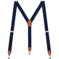 thumbnail image 1 of Buyless Fashion Leather End Suspenders for Men - 48" Elastic Adjustable Straps 1" - Y Shape - 5138-Navy, 1 of 6