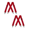 thumbnail image 1 of Buyless Fashion Mens 2 Pack Suspenders - 48" Elastic Adjustable Heavy Duty 2" Wide - X Back With Black Hooks - 5140-2-Red, 1 of 7