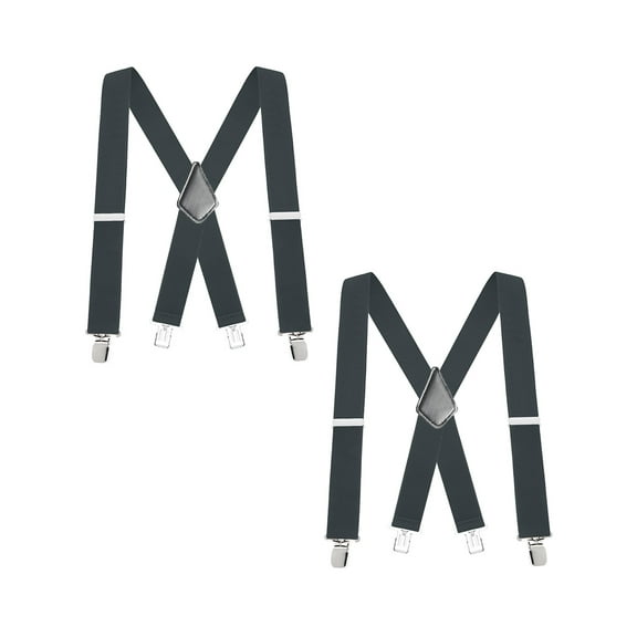 Buyless Fashion Mens 2 Pack Suspenders - 48" Elastic Adjustable Heavy Duty 2" Wide - X Back - 5116-2-Gray