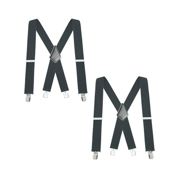 Buyless Fashion Mens 2 Pack Suspenders - 48" Elastic Adjustable Heavy Duty 2" Wide - X Back - 5116-2-Gray