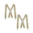 thumbnail image 1 of Buyless Fashion Mens 2 Pack Suspenders - 48" Elastic Adjustable Heavy Duty 2" Wide - X Back - 5116-2-Tan, 1 of 7