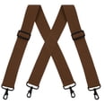 thumbnail image 1 of Buyless Fashion Mens Suspenders - 48" Elastic Adjustable Heavy Duty 2" Wide - X Back With Black Hooks - 5140-Camel, 1 of 7