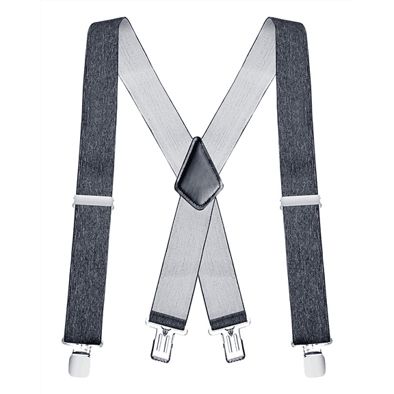 Buyless Fashion Mens  Suspenders - 48" Elastic Adjustable Heavy Duty 2" Wide - X Back