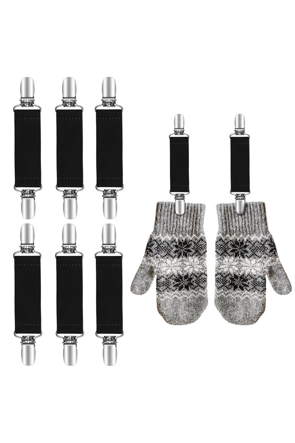 Mitten Clips Elastic Glove Clip Toddler Scarf Clip Heavy Duty Coat Clips for Kids And Adults - 6 Pack