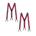 thumbnail image 1 of Buyless Fashion Satin Twill Formal Mens 2 Pack Suspenders - 48" Adjustable 6 Clip Y Back - 1 1/4" Leather End - 5143-2-Burgundy, 1 of 7