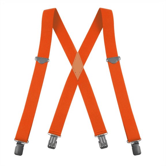Buyless Fashion Suspenders for Men - 48" Adjustable Straps 1 1/4" - X Back With Black Clips - 5142-Orange