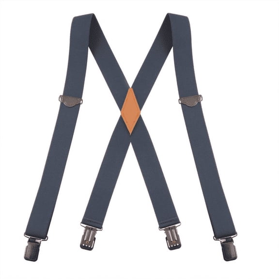 Buyless Fashion Suspenders for Men - 48" Adjustable Straps 1 1/4" - X Back With Black Clips - 5142-Denim-Blue