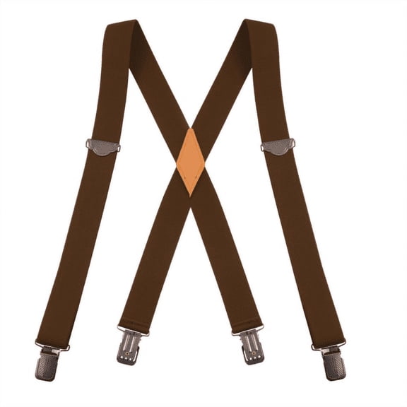 Buyless Fashion Suspenders for Men - 48" Adjustable Straps 1 1/4" - X Back With Black Clips - 5142-Camel