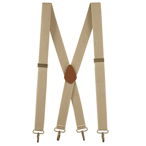 Buyless Fashion Suspenders for Men - 48" Adjustable Straps 1 1/4" - X Back with Metal Hooks - 5119-Tan