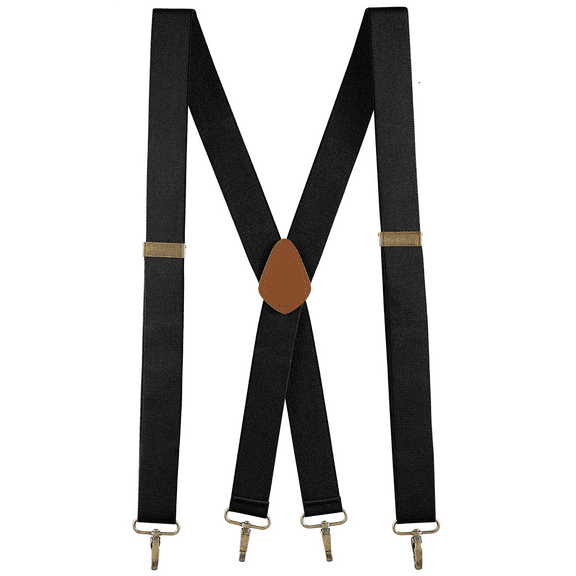 Buyless Fashion Suspenders for Men - 48" Adjustable Straps 1 1/4" - X Back with Metal Hooks - 5119-Black