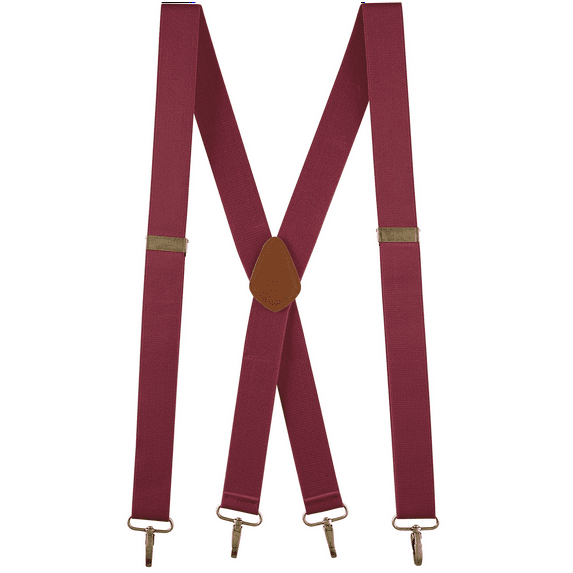 Buyless Fashion Suspenders for Men - 48" Adjustable Straps 1 1/4" - X Back with Metal Hooks - 5119-Burgundy