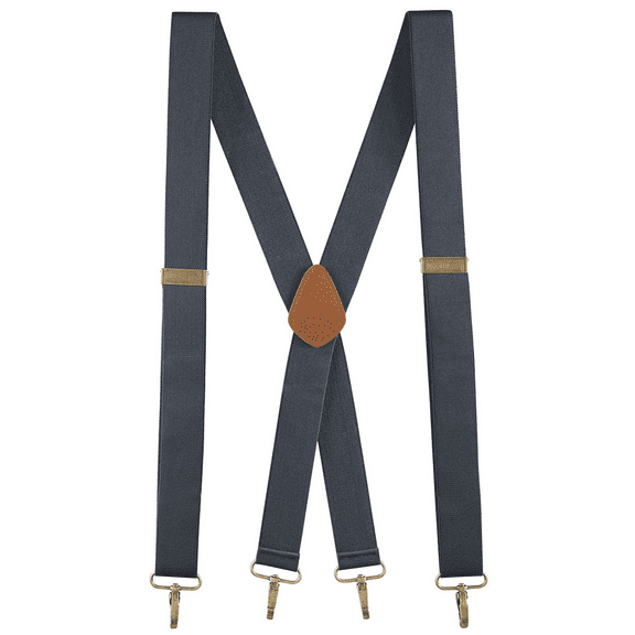 Buyless Fashion Suspenders for Men - 48" Adjustable Straps 1 1/4" - X Back with Metal Hooks - 5119-Denim-Blue