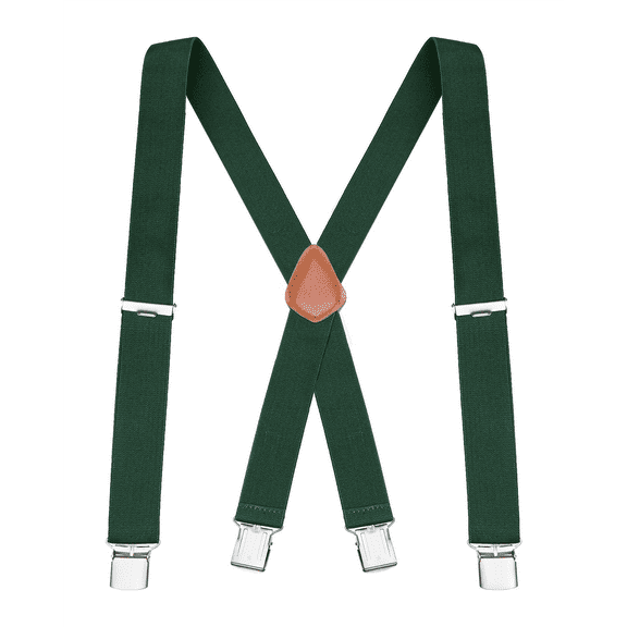Buyless Fashion Suspenders for Men - 48" Elastic Adjustable Straps 1 1/4" - X Back - 5114-Hunter-Green