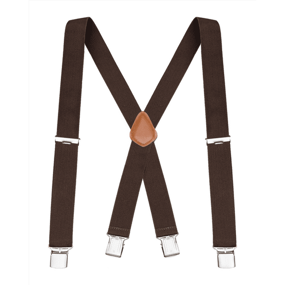 Buyless Fashion Suspenders for Men - 48" Elastic Adjustable Straps 1 1/4" - X Back - 5114-Brown