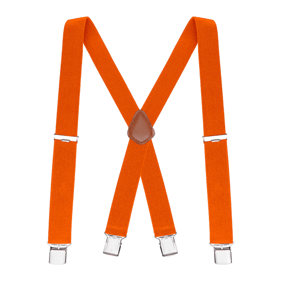 Buyless Fashion Suspenders for Men - 48" Elastic Adjustable Straps 1 1/4" - X Back - 5114-Orange