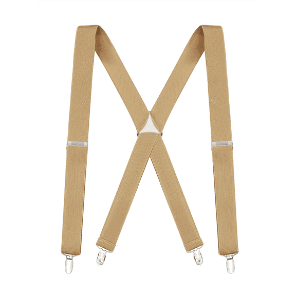 Buyless Fashion Suspenders for Men - 48" Elastic Adjustable Straps 1 1/4" - X Back - 5104-Tan
