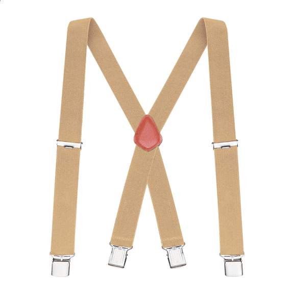 Buyless Fashion Suspenders for Men - 48" Elastic Adjustable Straps 1 1/4" - X Back - 5114-Tan