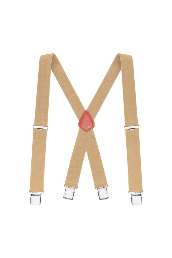 Suspenders for Men - 48" Elastic Adjustable Straps 1 1/4" - X Back - 5114-Tan