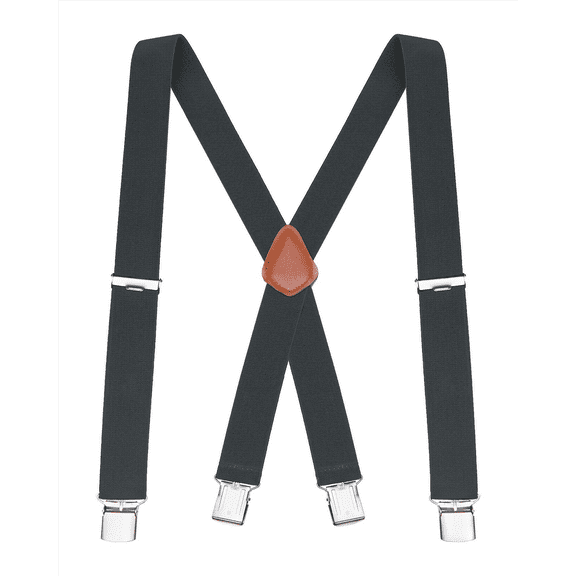 Buyless Fashion Suspenders for Men - 48" Elastic Adjustable Straps 1 1/4" - X Back - 5114-Gray