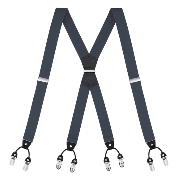 Buyless Fashion Suspenders for Men - 48" Elastic Adjustable Straps 1 1/4" - X Shape - 5133-Denim-Blue