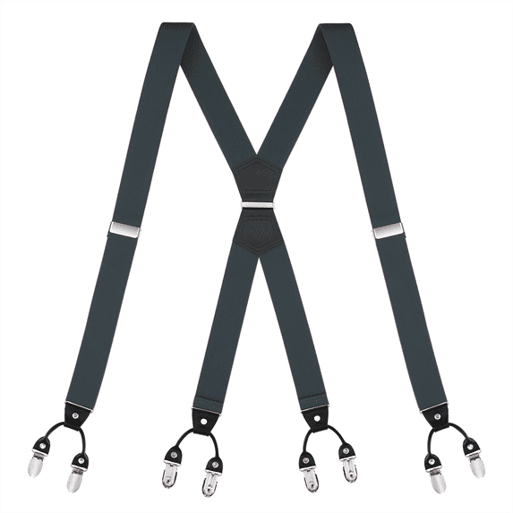 Buyless Fashion Suspenders for Men - 48" Elastic Adjustable Straps 1 1/4" - X Shape - 5133-Gray