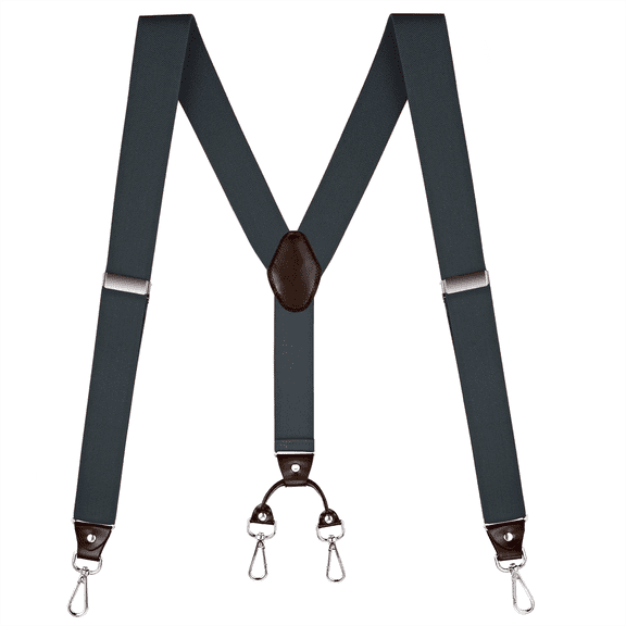 Buyless Fashion Suspenders for Men - 48" Elastic Adjustable Straps 1 1/4" - Y Back with Metal Hooks - 5137-Gray