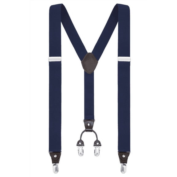 Buyless Fashion Suspenders for Men - 48" Elastic Adjustable Straps 1 1/4" - Y Shape - 5103-Navy