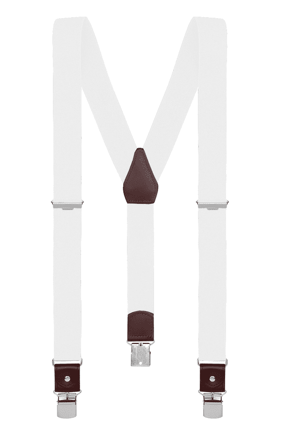 Suspenders for Men - 48" Elastic Adjustable Straps 1 1/4" - Y Shape - 5123-White