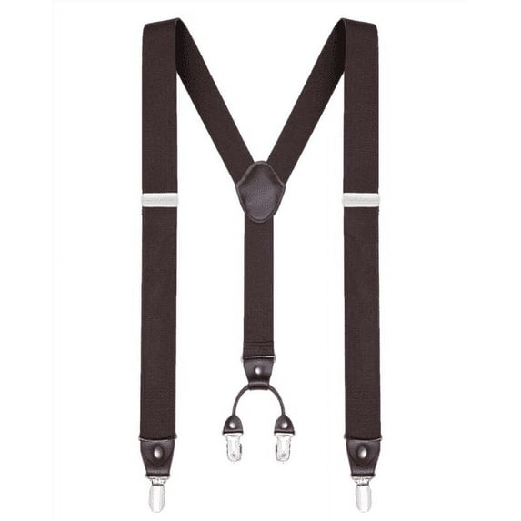 Buyless Fashion Suspenders for Men - 48" Elastic Adjustable Straps 1 1/4" - Y Shape - 5103-Brown