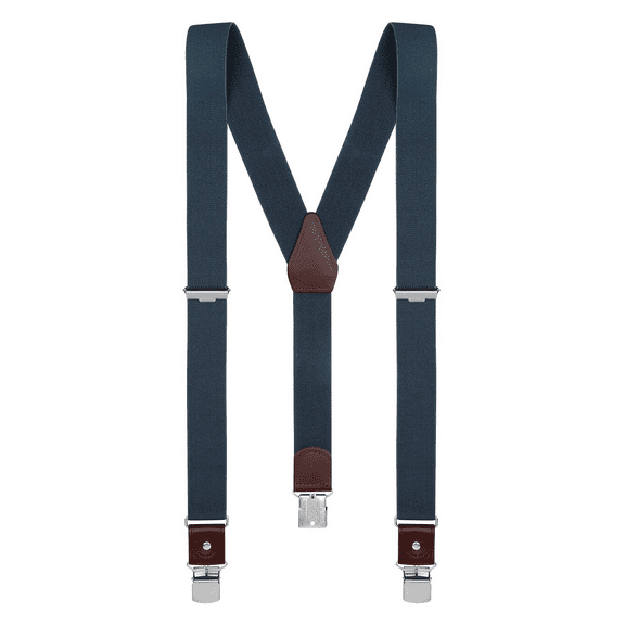 Buyless Fashion Suspenders for Men - 48" Elastic Adjustable Straps 1 1/4" - Y Shape - 5123-Denim-Blue