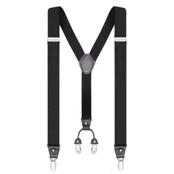 Buyless Fashion Suspenders for Men - 48" Elastic Adjustable Straps 1 1/4" - Y Shape - 5103-Black