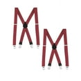 thumbnail image 1 of Buyless Fashion Textured 2 Pack Suspenders for Men - 48" Adjustable Straps 1 1/2" - X Back with Metal Clips - 5121-2-Burgundy, 1 of 7