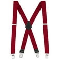 thumbnail image 1 of Buyless Fashion Textured Suspenders for Men - 48" Adjustable Straps 1 1/2" - X Back with Metal Clips - Red, 1 of 8