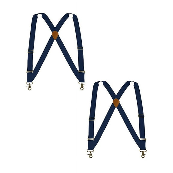 Buyless Fashion Trucker 2 Pack Suspenders for Men - 48" Elastic Adjustable Straps 1 1/4" - X Back Utility Braces - 5150-2-Navy