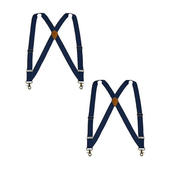 Buyless Fashion Trucker 2 Pack Suspenders for Men - 48" Elastic Adjustable Straps 1 1/4" - X Back Utility Braces - 5150-2-Navy