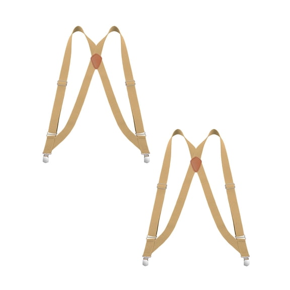 Buyless Fashion Trucker 2 Pack Suspenders for Men - 48" Elastic Adjustable Straps 1 1/4" - X Back - 5115-2-Tan