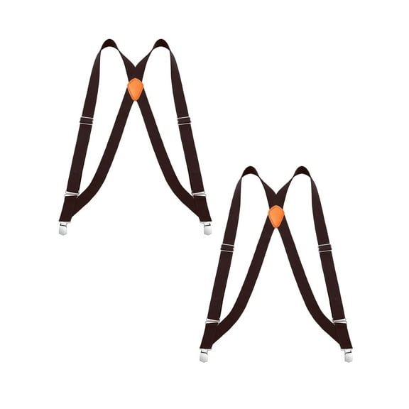 Buyless Fashion Trucker 2 Pack Suspenders for Men - 48" Elastic Adjustable Straps 1 1/4" - X Back - 5115-2-Brown