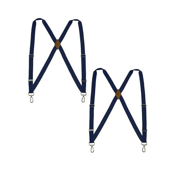 Buyless Fashion Trucker 2 Pack Suspenders for Men - 48" Elastic Adjustable Straps 1" - X Back Utility Braces - 5149-2-Navy