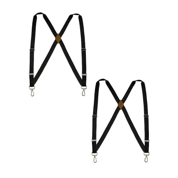 Buyless Fashion Trucker 2 Pack Suspenders for Men - 48" Elastic Adjustable Straps 1" - X Back Utility Braces - 5149-2-Black