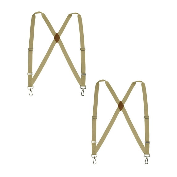 Buyless Fashion Trucker 2 Pack Suspenders for Men - 48" Elastic Adjustable Straps 1" - X Back Utility Braces - 5149-2-Tan