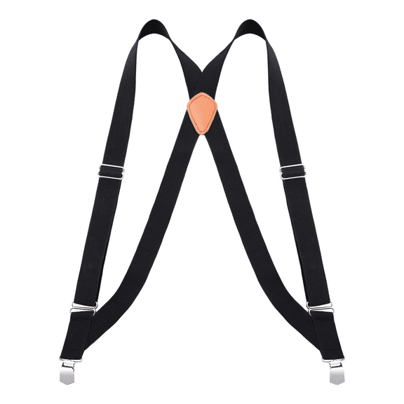 Buyless Fashion Trucker Suspenders for Men - 48" Elastic Adjustable Straps 1 1/4" - X Back - 5115-Black