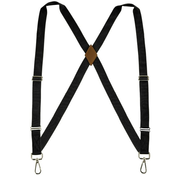 Buyless Fashion Trucker Suspenders for Men - 48" Elastic Adjustable Straps 1" - X Back Utility Braces - 5149-Black