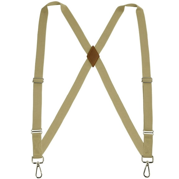 Buyless Fashion Trucker Suspenders for Men - 48" Elastic Adjustable Straps 1" - X Back Utility Braces - 5149-Tan