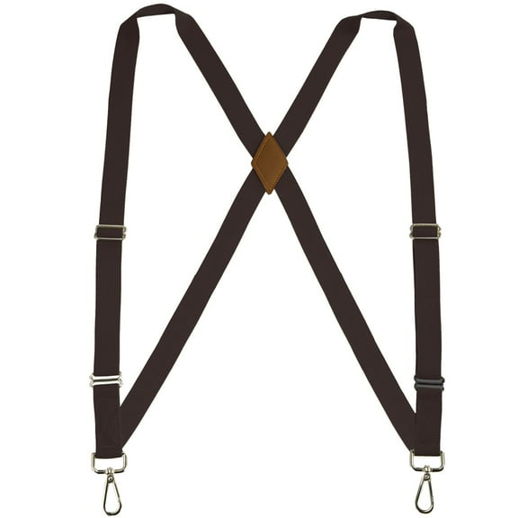 Buyless Fashion Trucker Suspenders for Men - 48" Elastic Adjustable Straps 1" - X Back Utility Braces - 5149-Brown