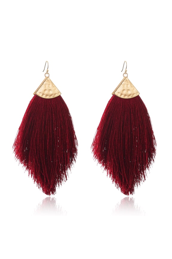 Womens Fringe Tassel Earrings Silky Fan Hook Lightweight Feather Drop Earrings