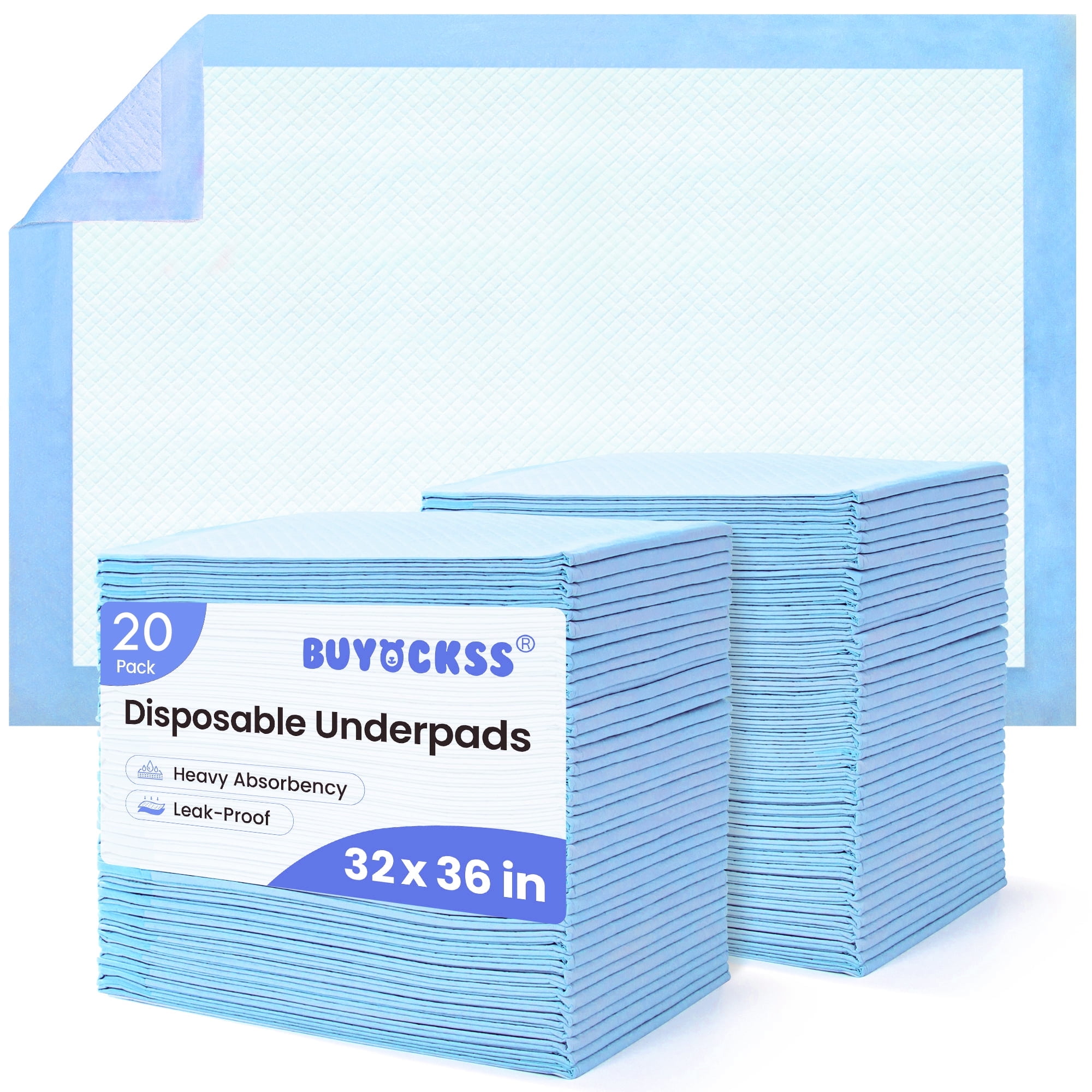 Buyockss 32 x 36 Chucks Disposable Bed Pads 20 Count Adult Waterproof Incontinience Pads for Bed