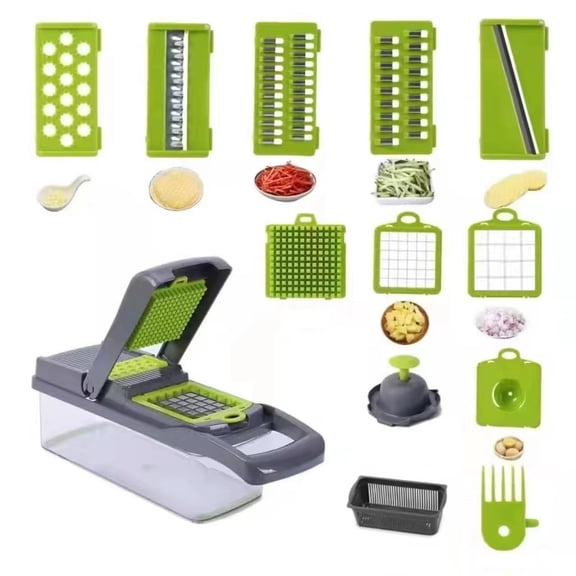 Buyohlic 16 In 1 Handheld Manual Kitchen Multifunctional Potato Veggie Grater Mandoline Slicer Machine Onion Cutter And Vegetable Chopper (Kitchen Gadget & Essential)